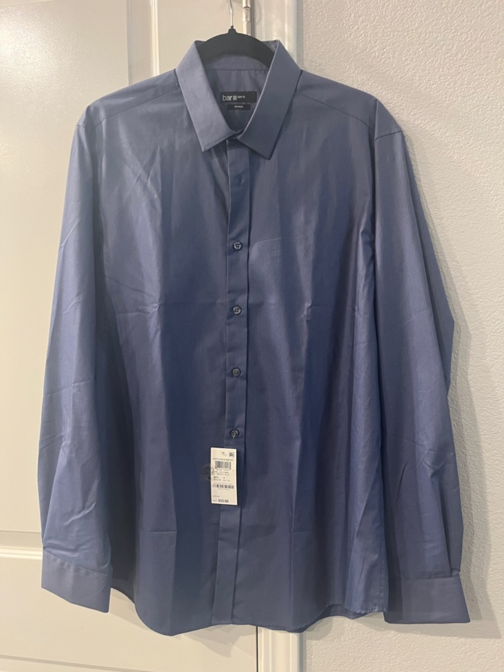 Bar III Slim Fit Dress Shirt 16 34/35 L Smokey Blue NWT